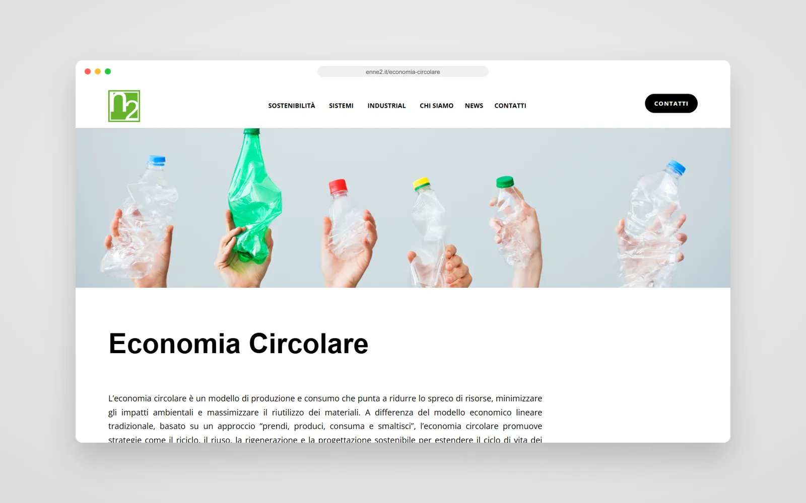 La pagina Economia circolare del sito Enne2