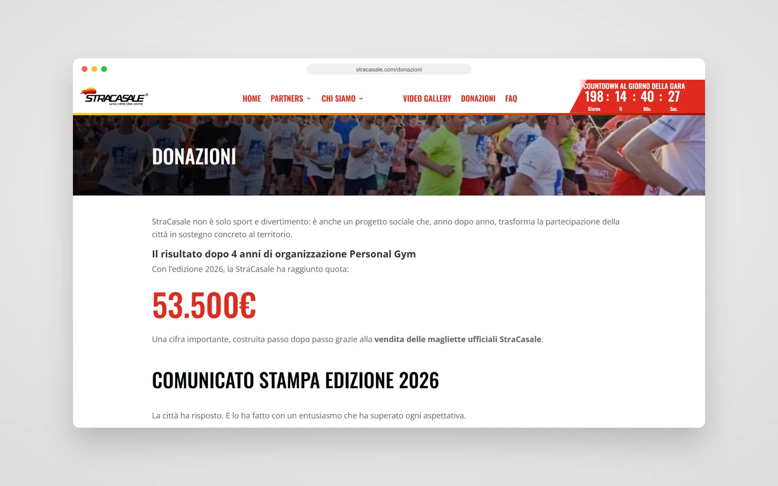 La pagina Donazioni del sito StraCasale