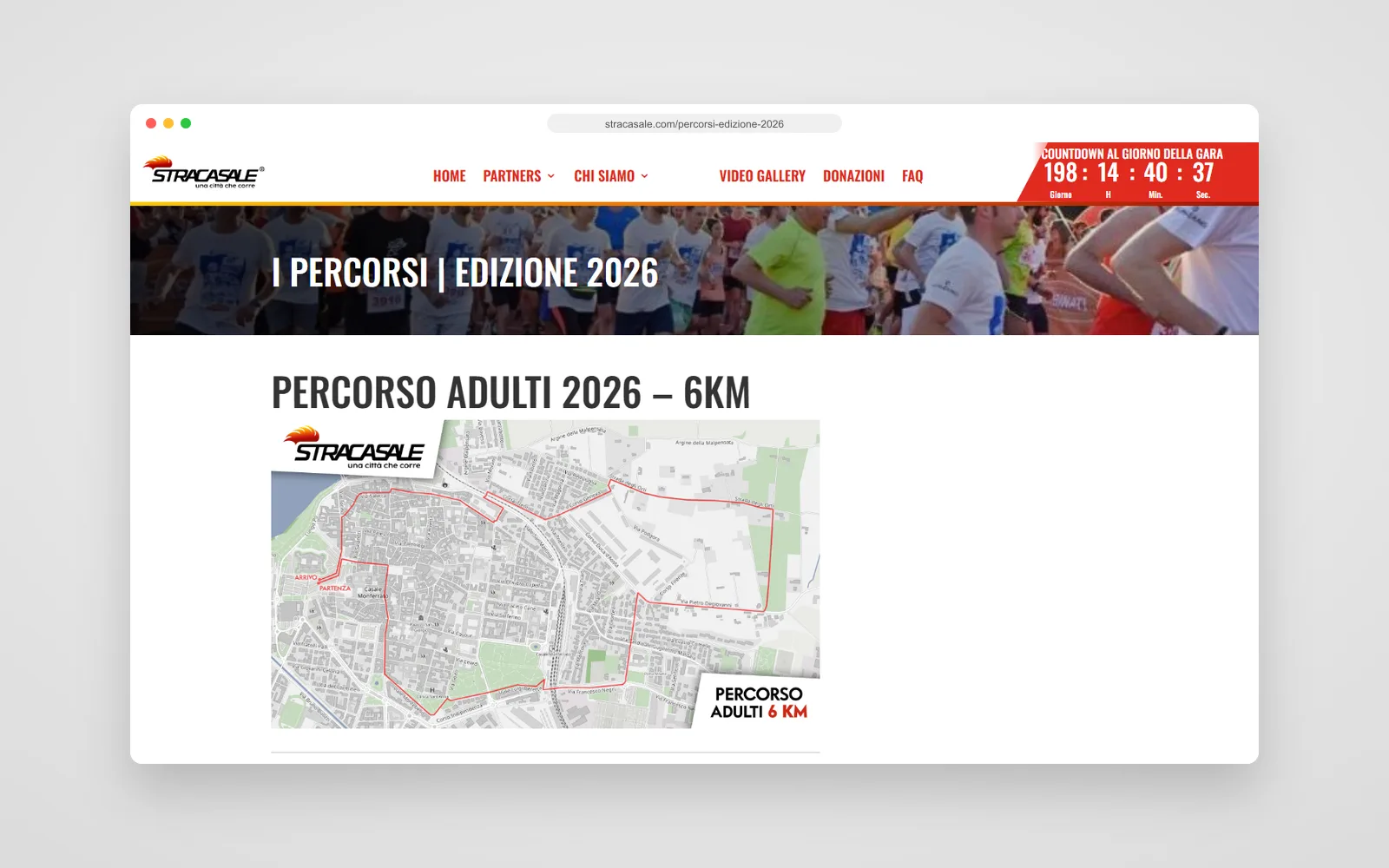 La pagina dei percorsi StraCasale con le mappe adulti e bambini